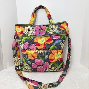 Vera Bradley Quilted Convertible‎ Jazzy Blooms Tote/Shoulder crossbody bag